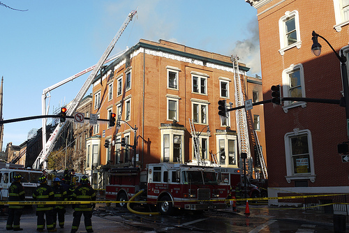Scene of building fire at Madison & Charles Streets, Mount Vernon from Flickr via Wylio